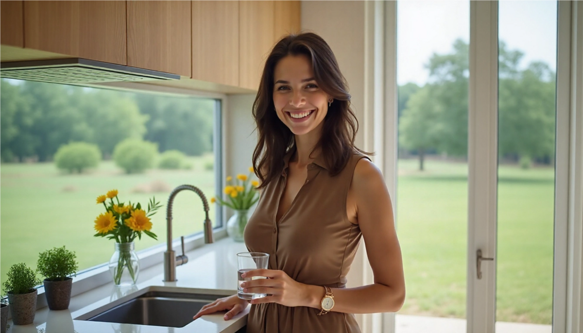 Smiling woman with healthy hair
